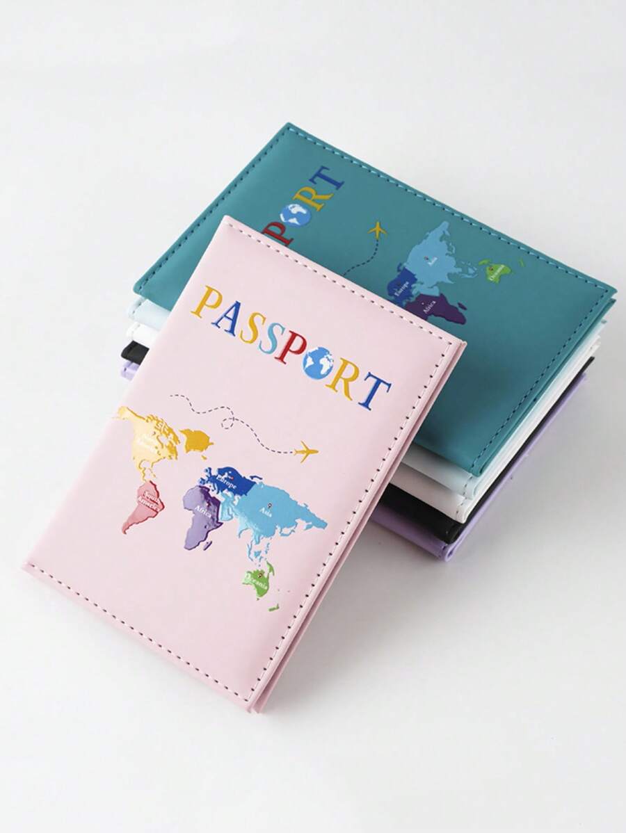 1pc Earth Printed PU Leather Passport Holder, Suitable For Travel, Back To School Seasontravel Essential Holiday Vacation Passport Cover