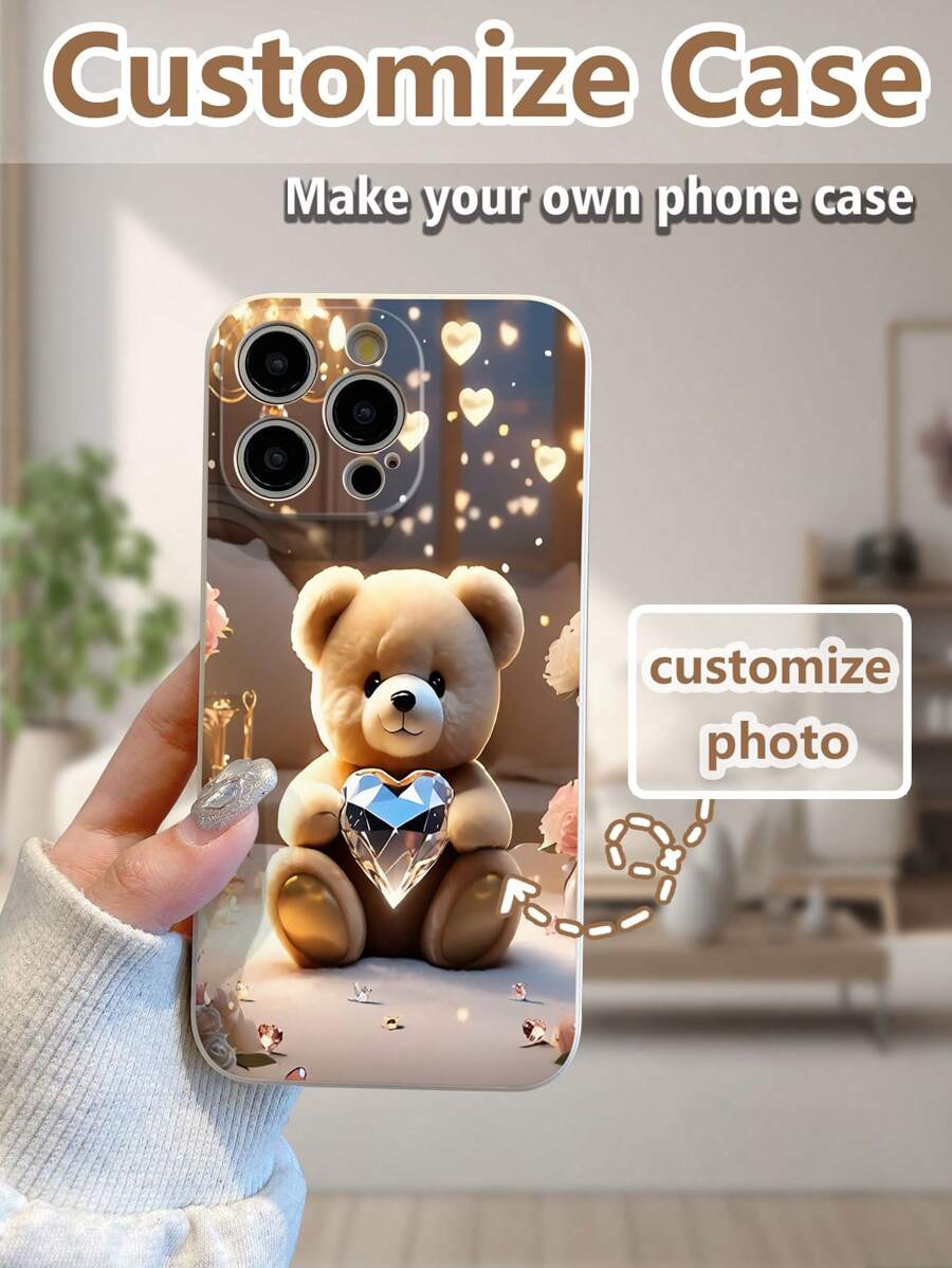 1pc Customized White TPU Anti-Drop Phone Case, Compatible With IPhone/Android Phones Such As, Galaxy, OPPO, Etc. Includes Detachable Lanyard/Wrist Strap