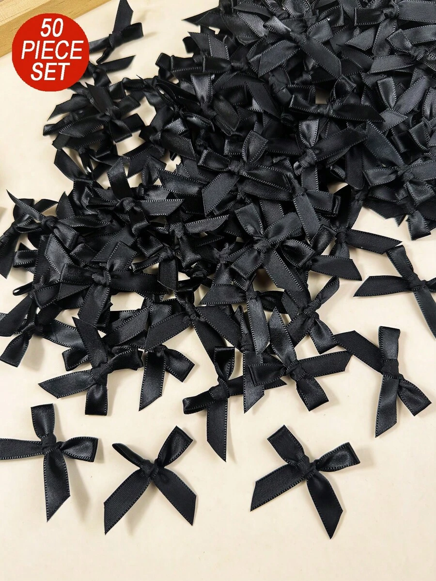 50pcs Plain Half Made Fabric Bow Ties, DIY Hair Accessories, Party Decorations, Multi-Purpose Semi-Finished Bows