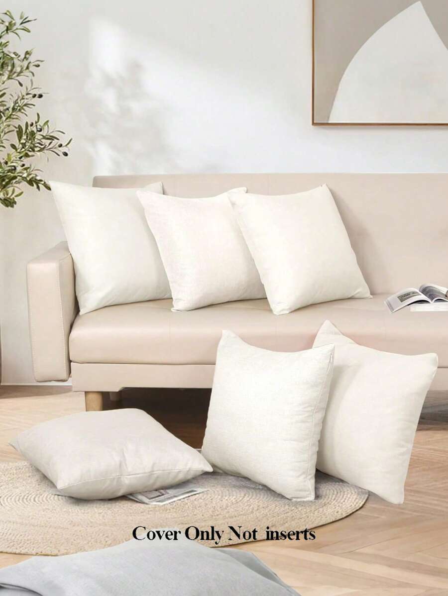 2 pièces/4 pièces/6 pièces Housses de coussin carrées vierges de type lin sans rembourrage, fermeture éclair cachée, housses de coussin décoratives DIY pour la chambre à coucher et le salon