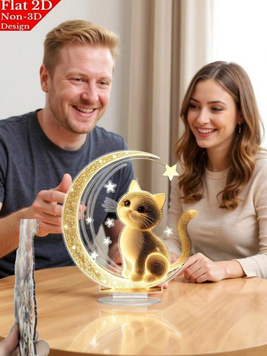 1 Stück 2D Acryl Katzen Figur, nicht elektrische Heim-/Bürodekoration, charmante Acryl Katzen Tischaufstellung, geeignet für Schlafzimmer, Büro, Wohnzimmer, perfektes Geschenk für Freunde