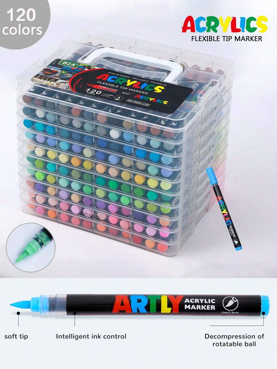 120/84/72/60/48/36/24/12 Farben Acrylstifte, Markerstift Set, langanhaltend, lichtbeständig, perfekt für Künstlermalerei, Illustrationen, handwerkliche Kunst, Schulanfang Saison für Malbücher und andere DIY-Projekte, geeignet für Papier, Stoff, Holz, Steine, Plastik, Glas, Keramik, Kürbisse etc., Acrylfarb-Markerstifte für Studenten und Erwachsene, Geschenkidee zu Thanksgiving, Halloween, Weihnachten
