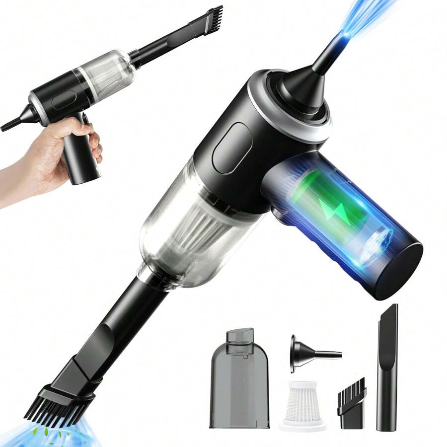 1pc Mini Powerful Wireless Car Vacuum Cleaner, Multifunctional Vacuum & Blower For Home Cleaning, Suitable For Cleaning Furniture, Keyboard, Dry & Wet Use, Vacuum Cleaner Accessories, Cleaning Supplies, Small Appliances