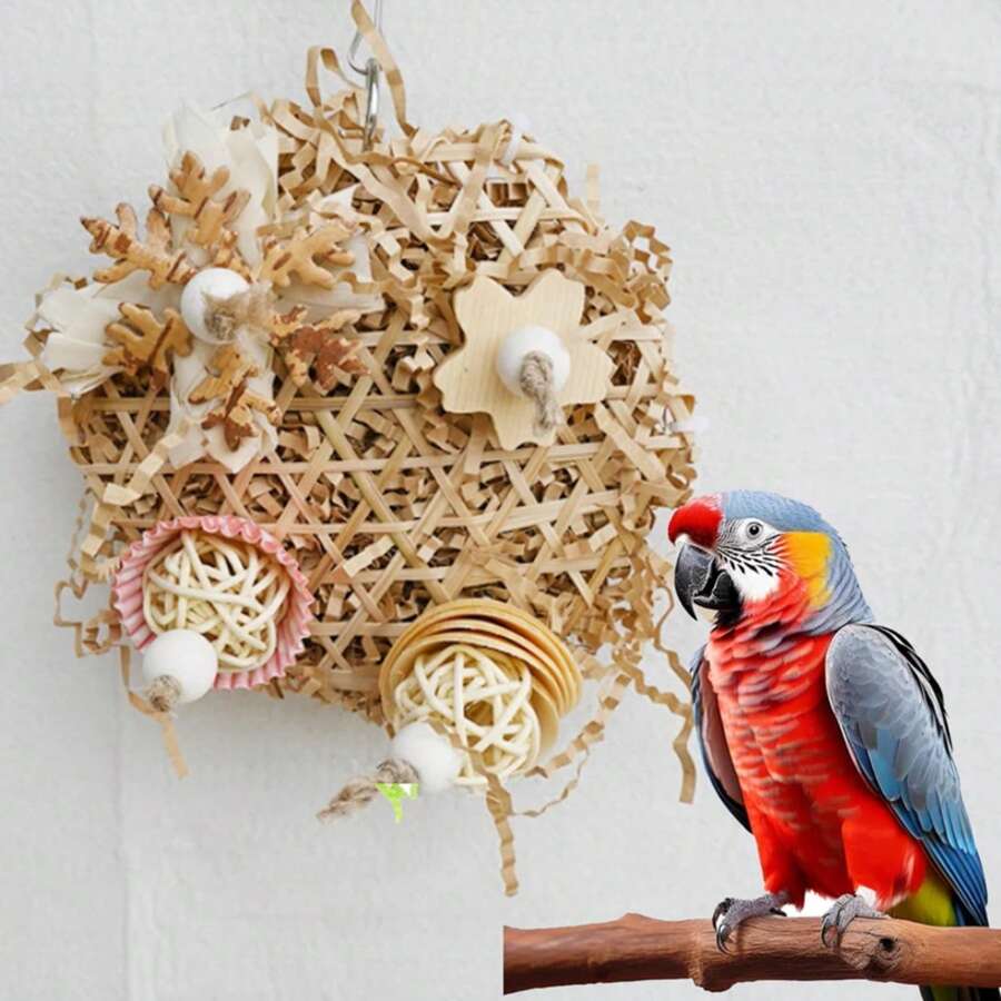 1 Piece Accessories, Colors And Styles, Shipped Randomly, Bird Supplies, Bamboo Woven Straw Chewing Skewers, Natural Corn Cob, Grass Ball Chewing Supplies