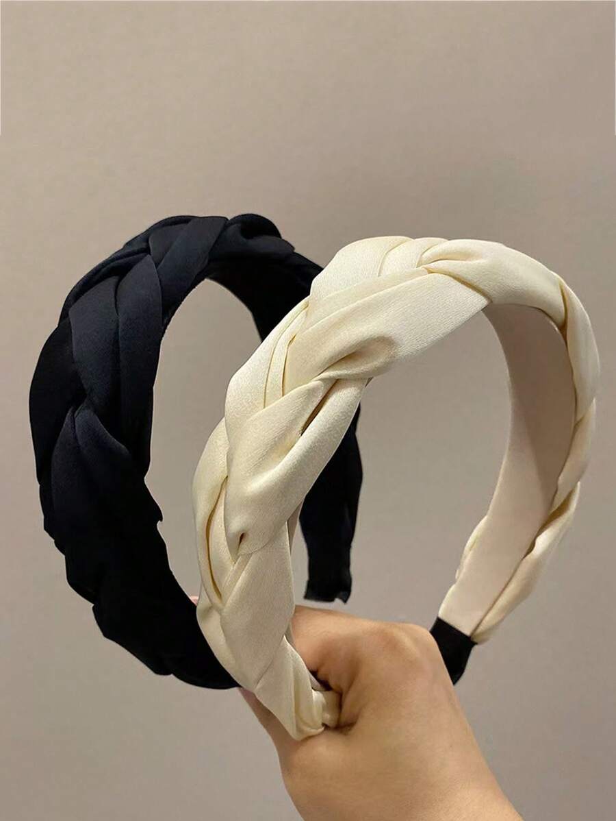 Hochwertige Kreuzschnallen Satin Haarclip Haarband für Frauen, Sommerversion, hohe Haaransatzlinie, Aufsteckbar Haarzubehör, Neues Design, breiter Rand Haarband, einfarbig lässiger Stoff