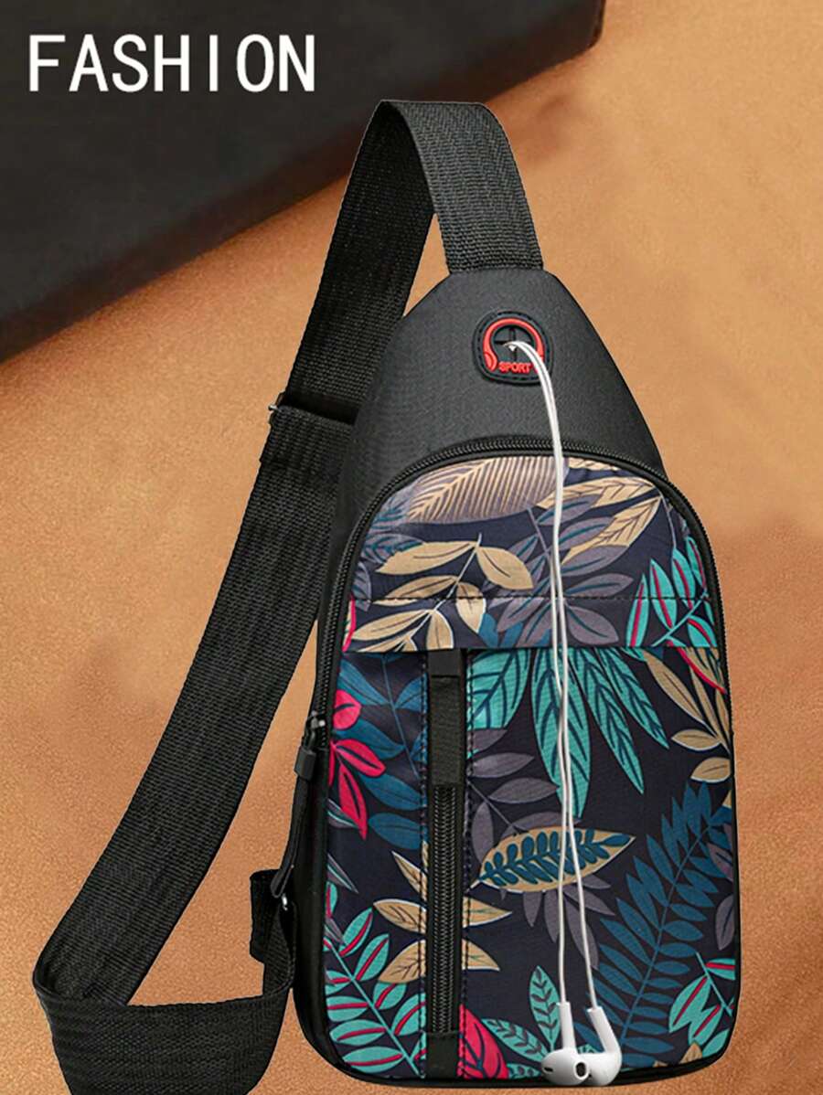 Bolsa de peito feminina moderna, nova, tecido oxford, bolsa transversal de ombro único, mochila de peito estampada da moda, transversal