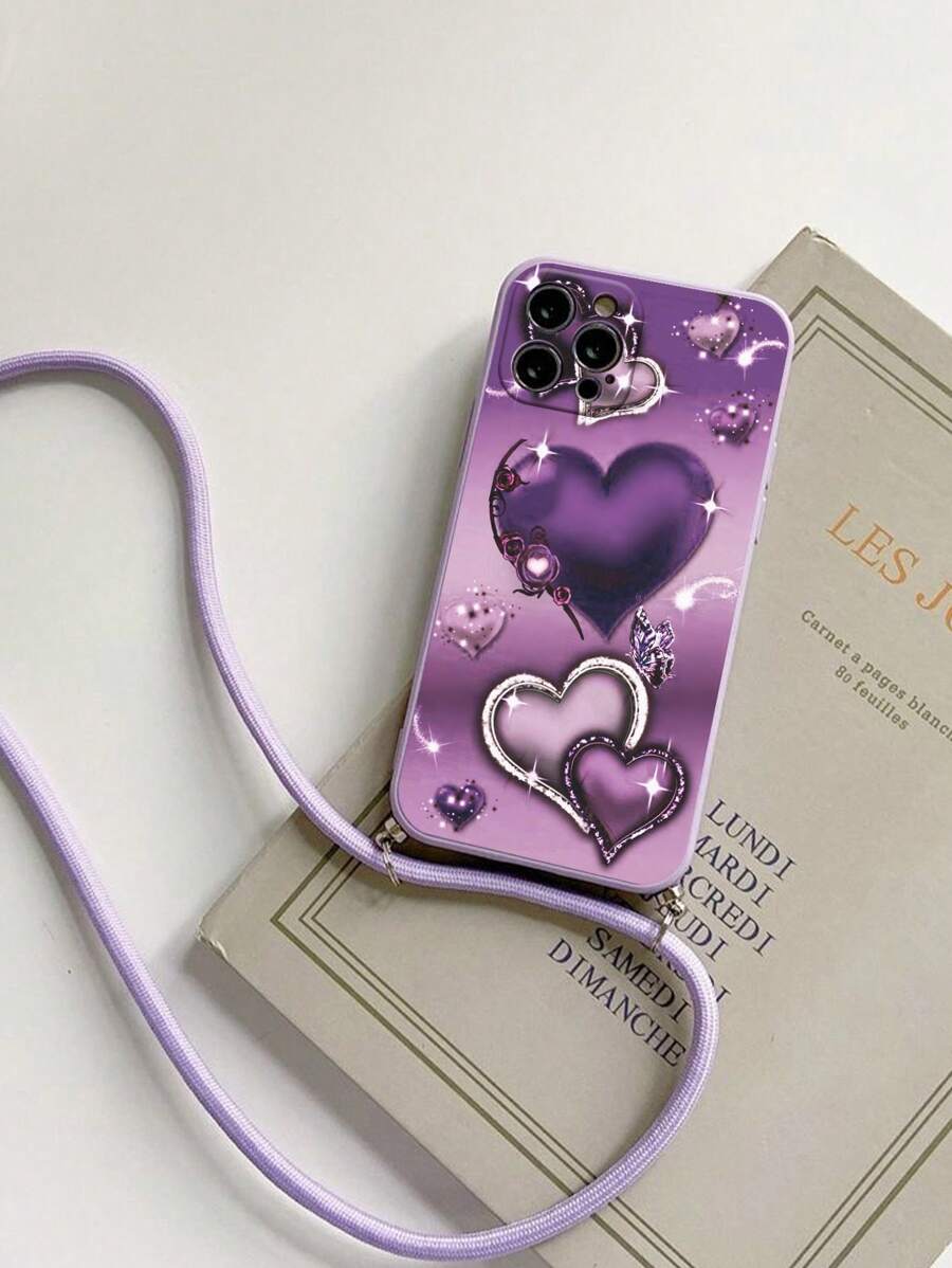 Funda de teléfono resistente a caídas con borde perforado y diseño de corazón morado pintado, compatible con iPhone 14, iPhone 14 Pro, iPhone 14 Pro Max, diseño de dibujos animados compatible con iPhone 13, iPhone 13 Pro, iPhone 13 Pro Max, iPhone 11, iPhone 11 Pro Max, iPhone 12, iPhone 12 Pro, iPhone 12 Pro Max, iPhone XR, iPhone XS, aplicable y compatible con iPhone 15, iPhone 15 Pro, iPhone 15 Pro Max, iPhone 16, iPhone 16 Pro, iPhone 16 Pro Max y teléfonos Redmi