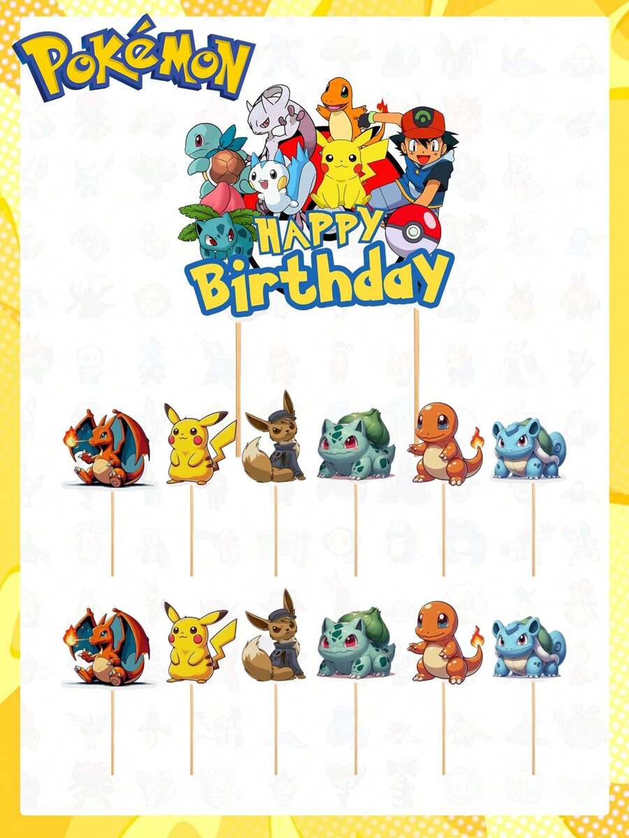 pokemon 1/12/13/25 PCS Pokemon Cake Plugin, Pikachu Party Cake Decoration Flag Power Strip, Big And Small Power Strip, The Best Holiday Gift For Good Friends, Party Atmosphere Decoration, Perfect Party Decoration, Home Decoration Ornaments, Perfect Room Decoration, Christmas Gift Valentine's Day, Ideal Friend Gifts For Birthday Celebrations, Souvenirs, Women's Souvenir, Cute Aesthetic, Valentine Day Gifts, Decorations, Home Decor, Valentines Gifts