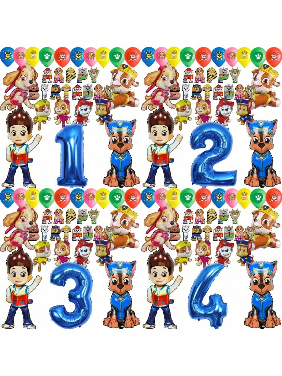 Paw Patrol Authorize Paw Patrol Theme Balloon 32inch Number Balloons Happy Birthday Banner Party Decorations, Birthday Balloon Combination Perfect For Birthday Adult Gift Party Wall Decorative Balloon Set