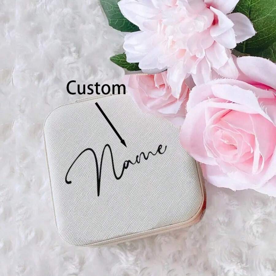 1pc Personalized Jewelry Box, Girls Travel Jewelry Case, Customize Name Birthday Gift, Mother's Day Gift, Gift For Her, Holiday Gift, Happy Mother's Day