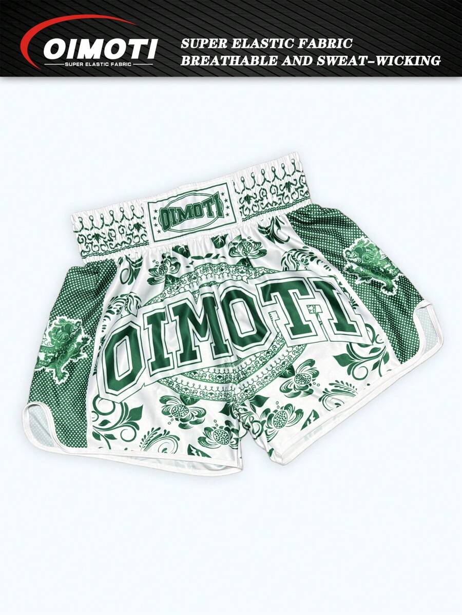 OIMOTI Black & White Graphic Loose Fit Boxing Pants, Men's Kickboxing, Running, Fitness, MMA Fighting Elastic Workout Trousers