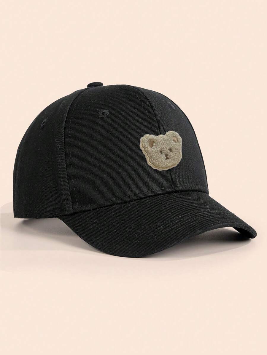 1pc Adjustable Bear Logo Baseball Cap For Kids, Teens, Breathable Lightweight Sweat-Absorbent Soft Casual Cute Hat, Suitable For Daily, Vacation, Outdoor, Gift