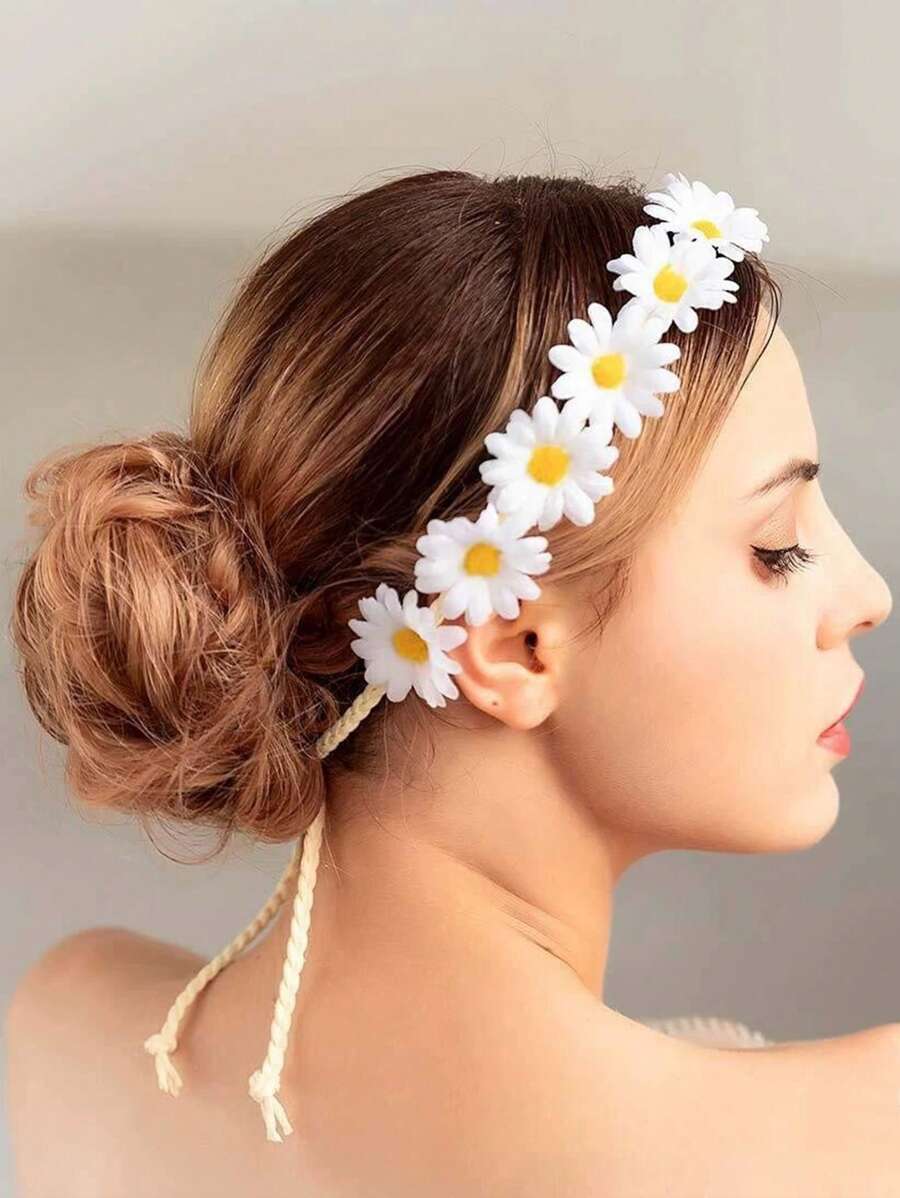 1pc Sunflower Floral Wreath Headband, Sweet Aesthetic Everyday Outdoor Photo Prop, Summer