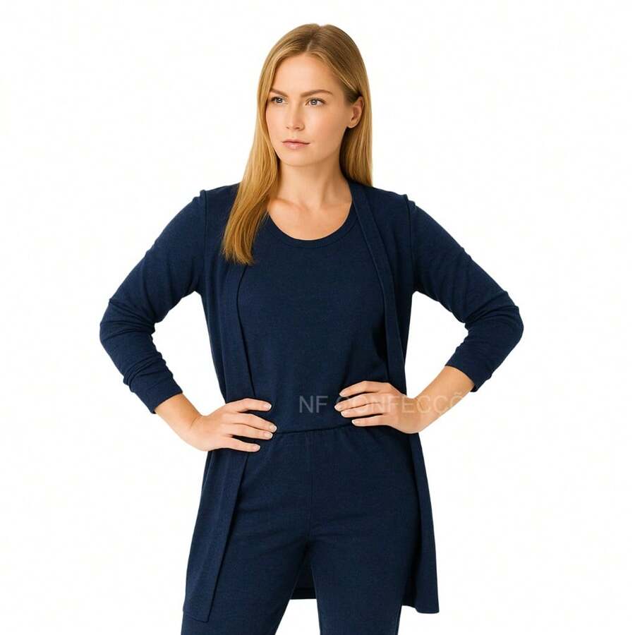Conjunto Trio três peças Cardigan regata e calça liso viscolycra inverno