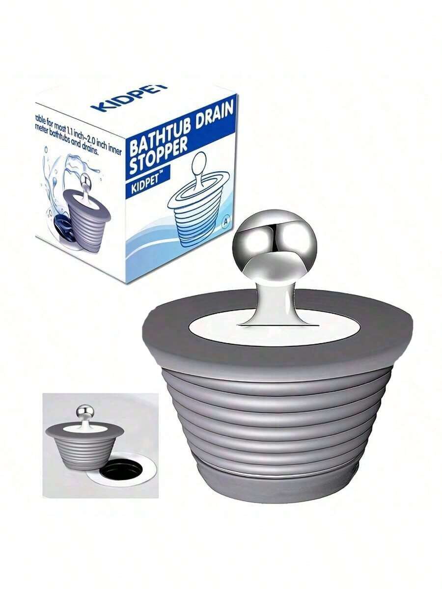 1pc Universal Bathtub Drain Cover, Plastic Plug With Nozzle Top, Bathroom Accessory Replacement, Bathtub Plug For Shower And Sink Back To School Bathroom Accessories