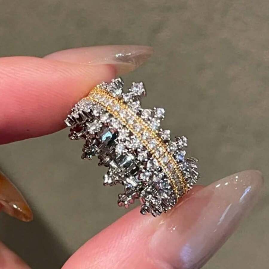 1pc Heavy Industry Gorgeous Temperament High-End Delicate Open Ring