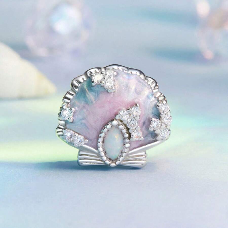 WOSTU 1 peça 925 prata esterlina concha azul berloque contas série oceano para mulheres pulseira faça você mesmo joias finas presentes para festa