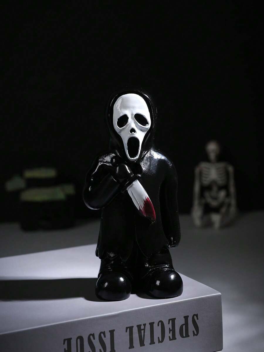 1pc Horror Garden Zombie Scary Face Resin Decor Figurine, Halloween