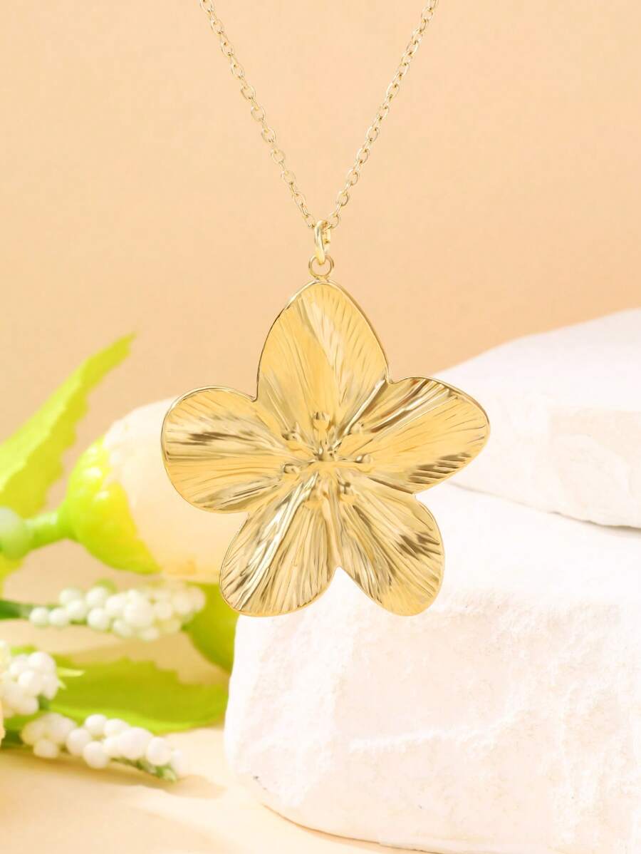 1pc Vintage Geometric Floral Necklace, Versatile For Daily Commuter Wear