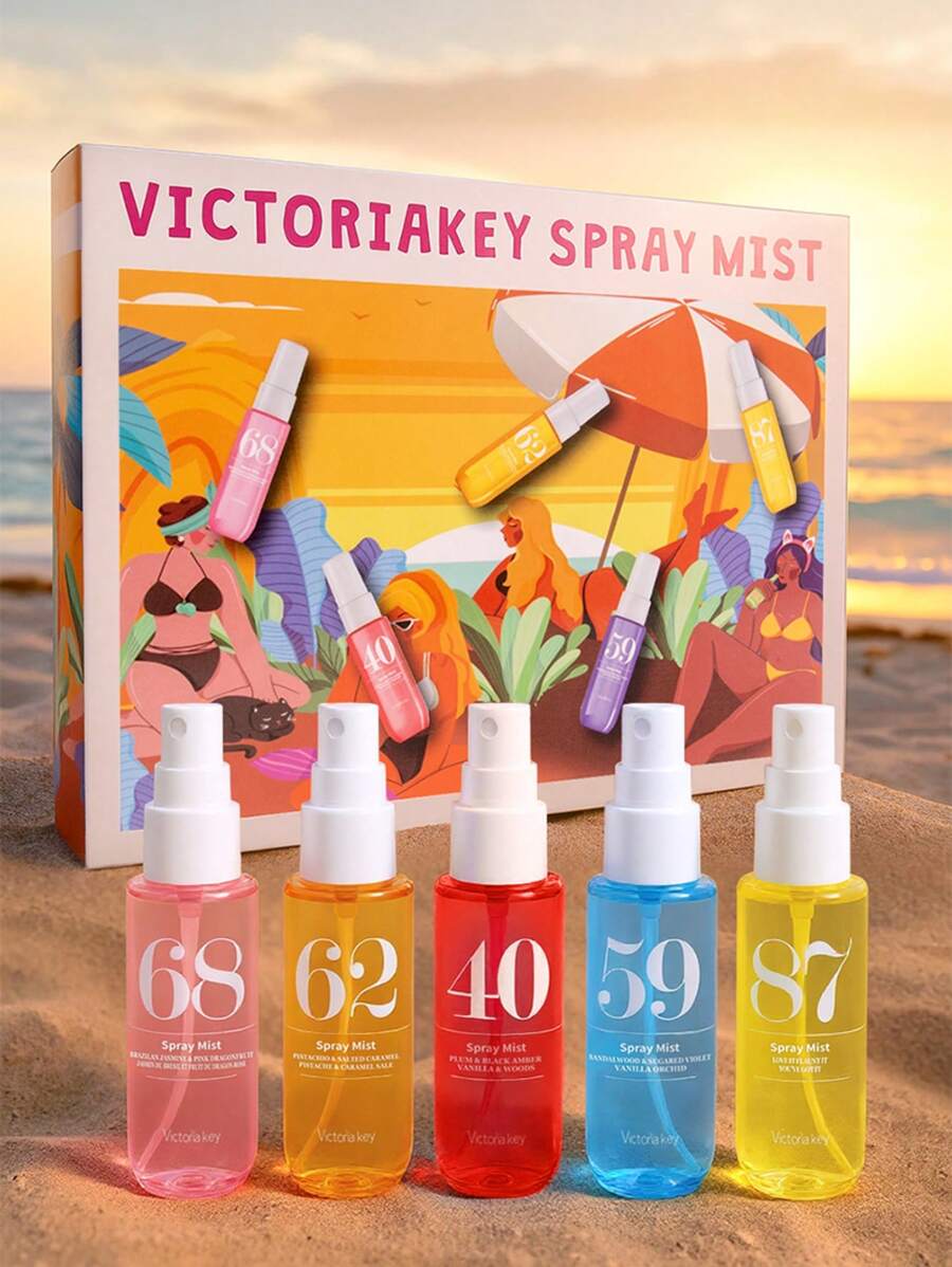 5pcs Rio Summer Fragrance Mist Set - Beach Scented Air Freshener, Removes Odors, Can Be Used As Car/Bedroom Diffuser, Long-Lasting Light Fragrance With Vacation Vibe