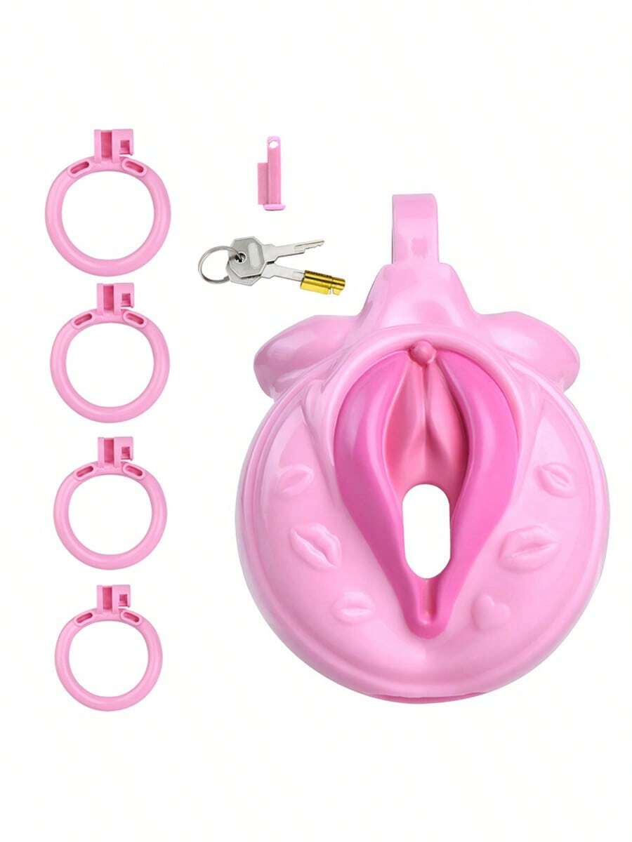 1set, Chastity Lock, The Man Plays The Woman, Cock Cage, Male Chastity Devices Lock 4 Rings, Role-Playing Flirting, Couple Sex Toys, Men Adult Sex Toy