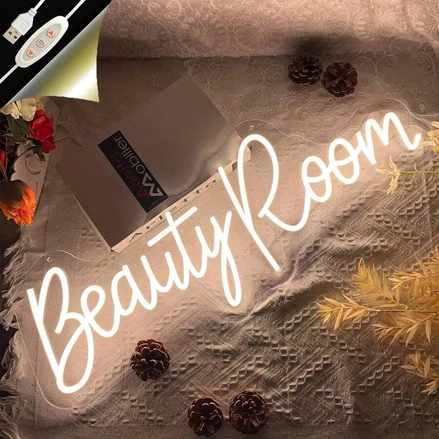 1 Stück Schönheits-Neonschild für Spa, Schönheits-Salon, Nagelstudio, Augenbrauen, Wimpern, Studioräume, LED-Wandkunst-Dekoration für Geschäfte, Logos, Friseurläden, batteriebetriebene Warmweiße LED-Wortleuchte, 5V USB-betrieben