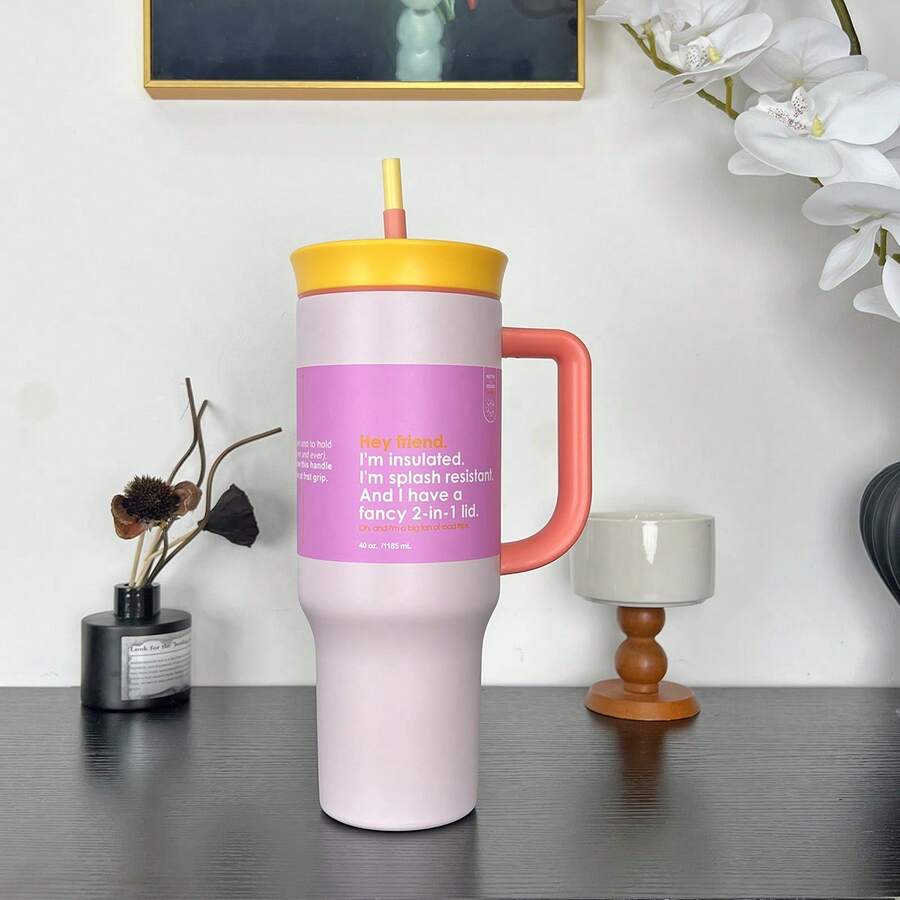 OWALAFreeSip 40oz Straw Insulated Water Bottle Double-Layer Stainless Steel Vacuum Thermal Mug For Sport And Travel