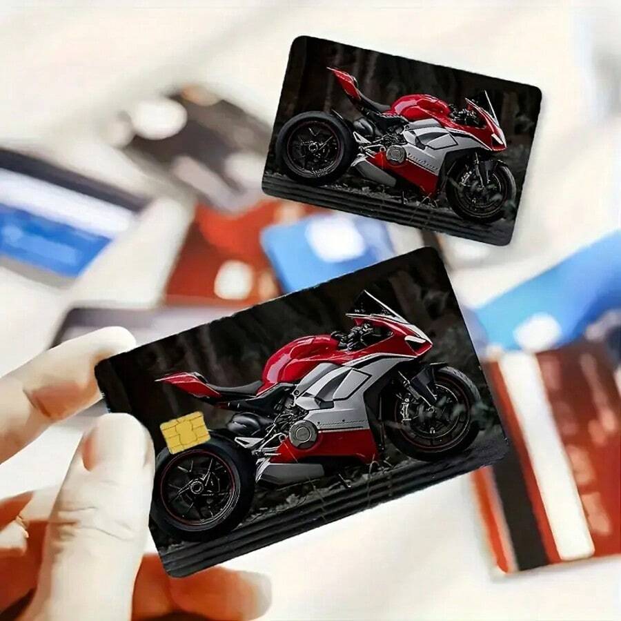 Motorrad Debit-/Kreditkarten Aufkleber, cooler Rennwagen Stil Kartenaufkleber geeignet für Geschenkkarten, Kreditkarten, Bankkarten, Fahrkarten. Rückstandsfrei klebend, dünn und kratzfest, keine Blasen