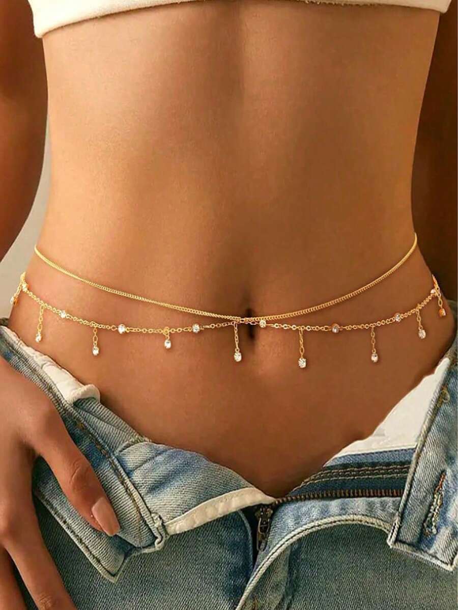 1 pièce Bikini multicouche bohème sexy avec chaîne de taille à franges et bijou pour l'abdomen, accessoires de plage pour femmes pour l'été