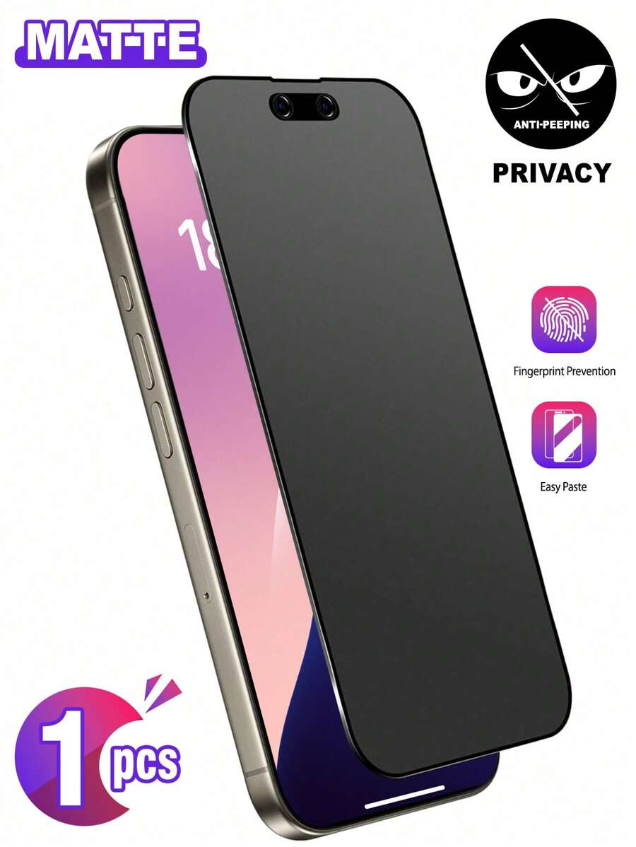 1 Confezione Protezione schermo in ceramica opaca anti-spia per 16/16 Pro/16 Pro Max - Privacy da sinistra a destra e anti-riflesso per caffè/pendolarismo (anti-impronta digitale + kit di installazione semplice)