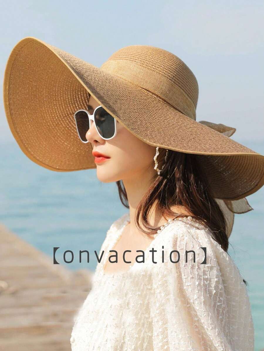 1 Stück Damen Mode Accessoire Schleife Dekor Sommer Strohhut