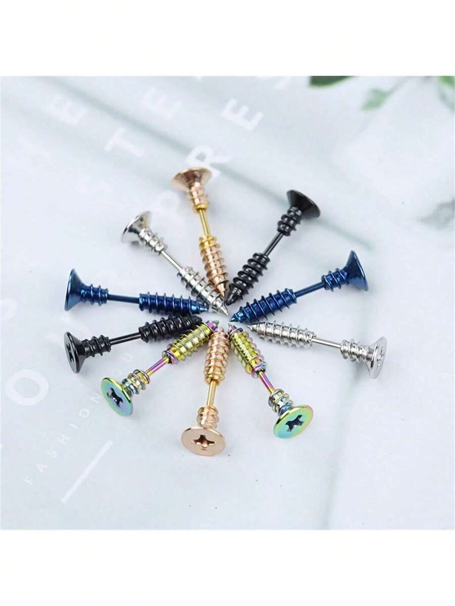 2 pièces Boucles d'oreilles clous vissés en acier inoxydable 316L pour femmes et hommes, bijoux de piercing oreille cartilage, tragus, hélix au style mode punk