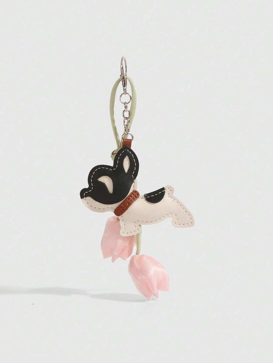 Girl's Accessories, Hanging Decorations, Ins Blogger Style, -Inspired Faux Flowers, 3D Cartoon Decorations, Cute Bulldog Decorations, Suitable For Girls, Girl, School, Small Gifts For Her, Can Enhance Your Elegant, Keychain, Knotted Decorative Lanyards, Edgy Chic Style, Back To School Essential