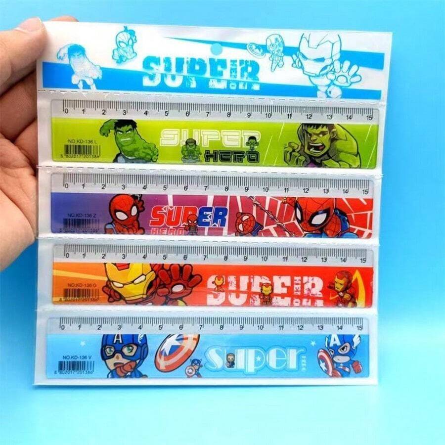 Marvel 4PCS Marvel 15cm Rulers, 4 Unique And Perfect Designs For Boys And Math Students. It Can Also Be Used As A Must-Have For School Supplies And Back To School Stationery