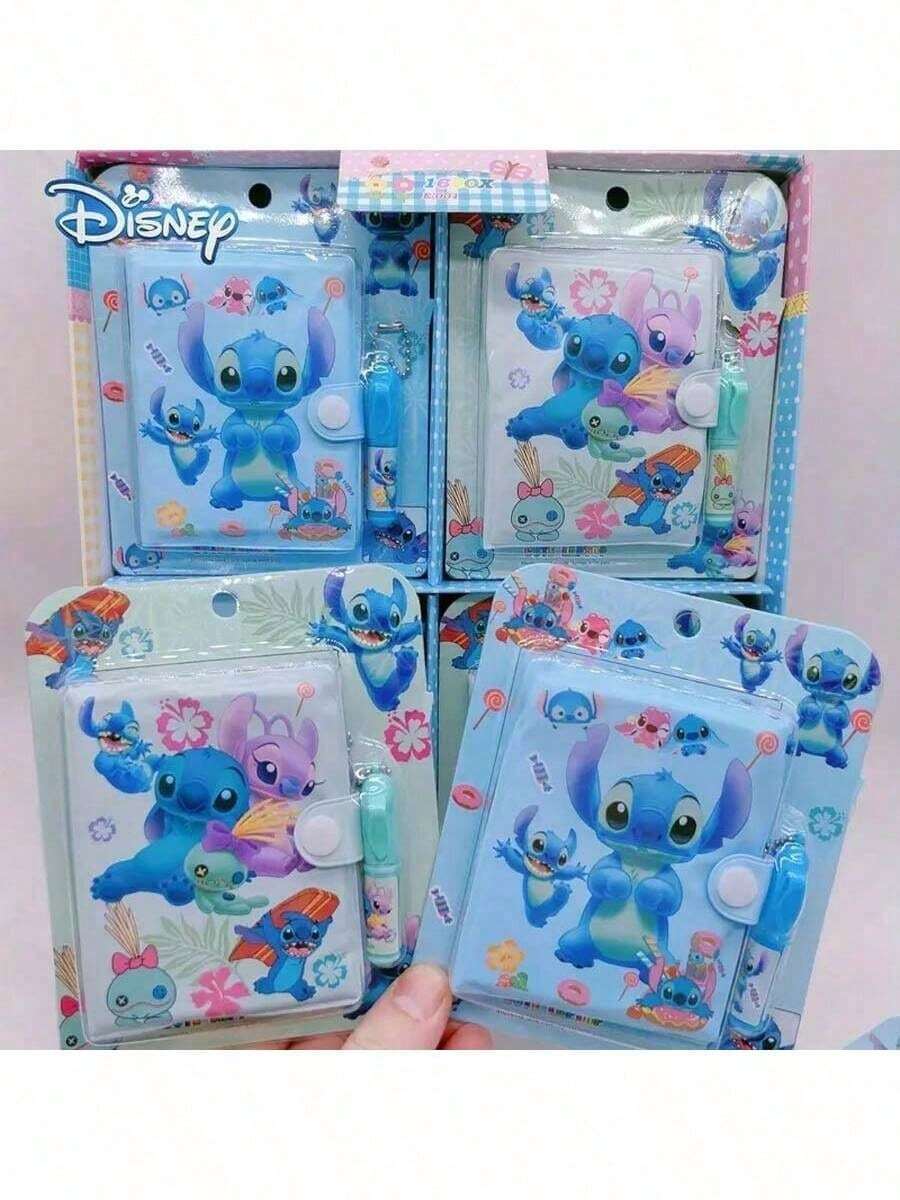 Disney 4-Piece Set, Disney Stitch Soft Leather Notebook Set - Pocket Book, Notebook, Notepad, Forget It, Memo Book, Cute Cartoon Design, High Aesthetic Value, Perfect Choice For Students And Anime Fans,