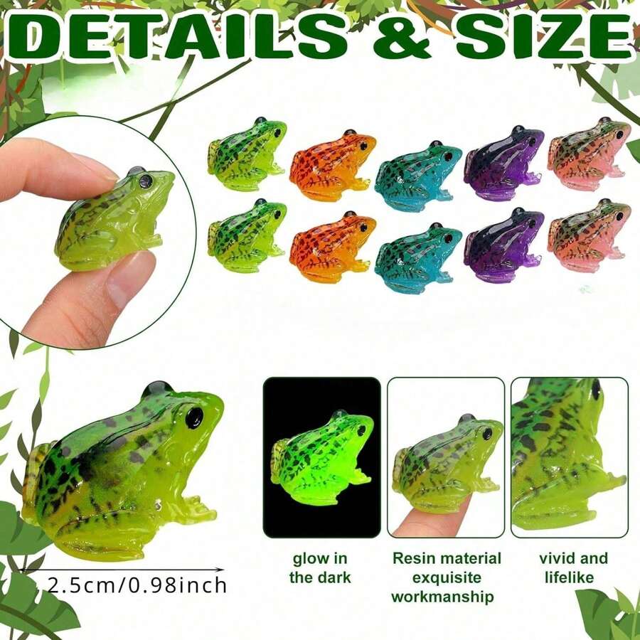 1/10/20/30Pcs Miniature Frog Figurines Luminous Mini Resin Frog Mini Frog Figures Frog Model Garden Decor DIY Terrarium Crafts Ornament Accessories For Moss Landscape Decoration(Random Color),Frog,Frogs,Mini Figures