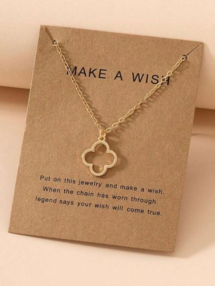 1pc Fashion Women's Elegant Four-Leaf Clover Necklace, Minimalist Luxury Style, Nature Inspired Pendant Jewelry
