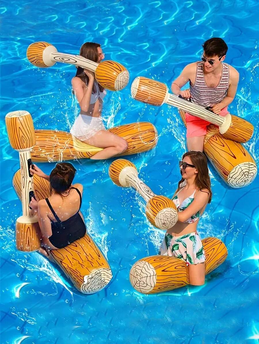 2 piezas/4 piezas Aros de natación con textura de madera para fiesta de piscina, flotadores gruesos para canoa/bote de adultos, artículos esenciales de playa, accesorios de playa