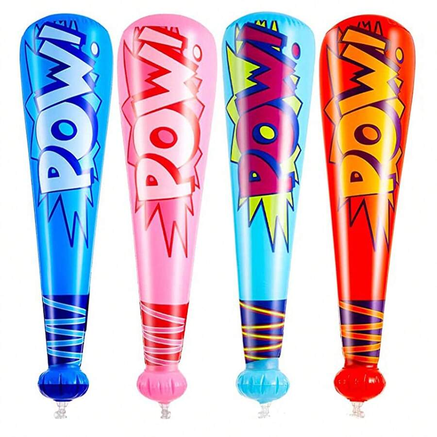 4 pièces Battes de baseball gonflables Décorations de fête d'anniversaire Cadeaux de fête Jouets de piscine Couleurs assorties