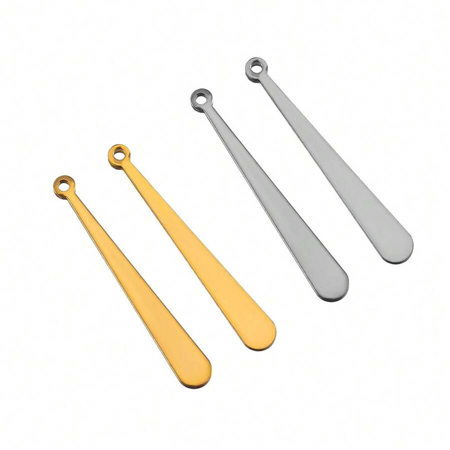 10pcs Stainless Steel Vertical Bar Water Drop Single Hole Stick, Suitable For DIY Jewelry Making, Earrings