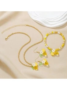 Transparent Lemon Pendant Set