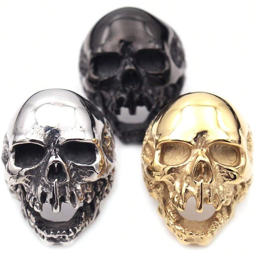 CIREY 1 Stück Retro Herren Ring aus Titan-Stahl, Edelstahl Totenkopf Ring