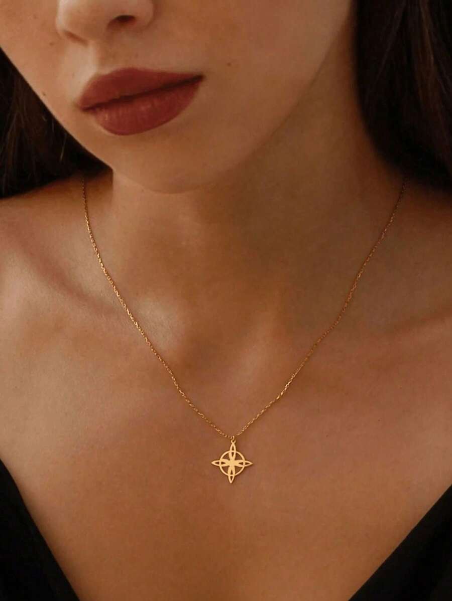 Fashionable Witch Knot Pendant Stainless Steel Slavic Amulet Necklace Suitable For Both Men And Women Happy Charm Gift For Her
