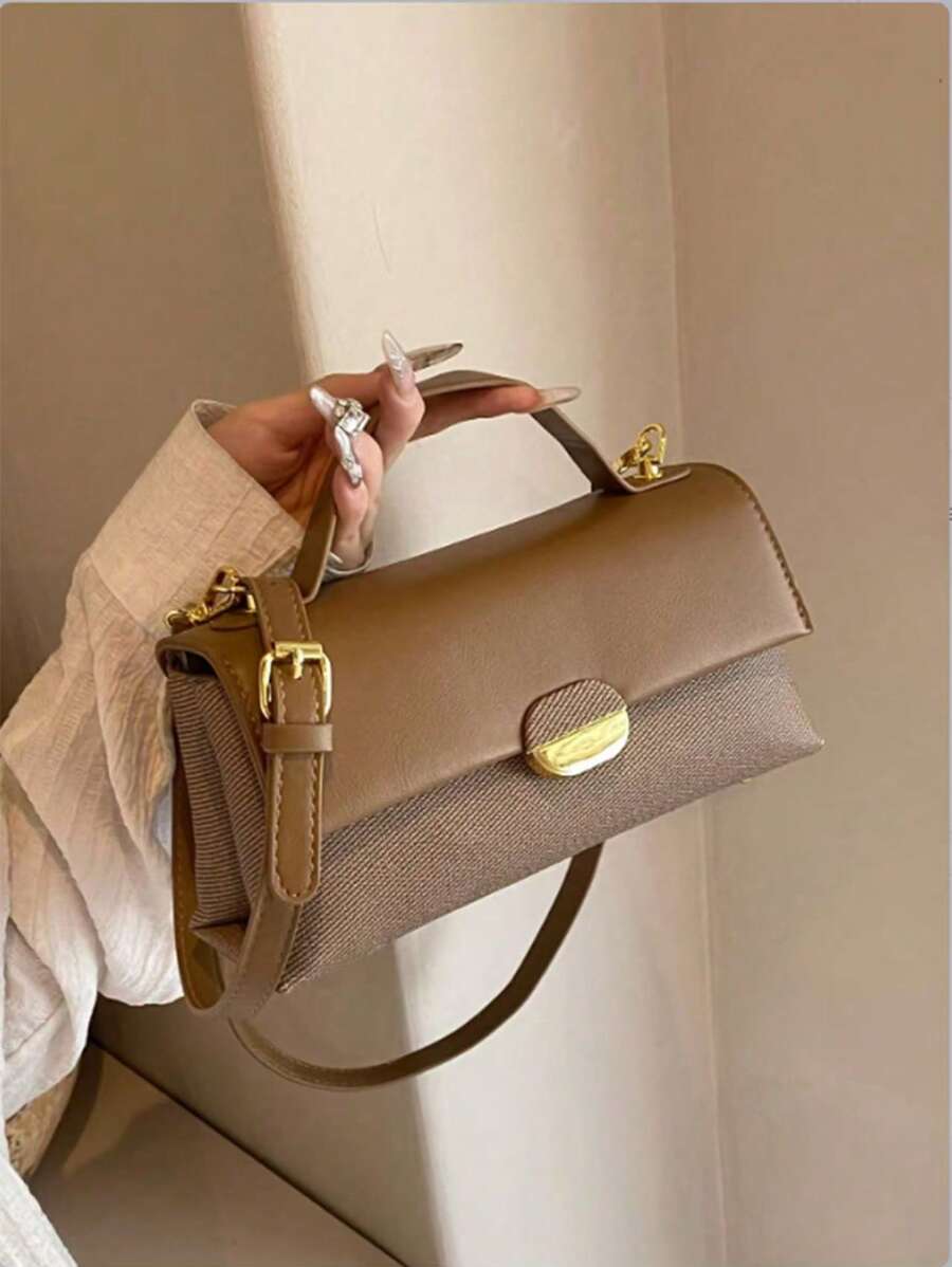 2025 Fashionable Color Contrast Shoulder Diagonal Cross-Body Small Square Handbag For Women, Versatile