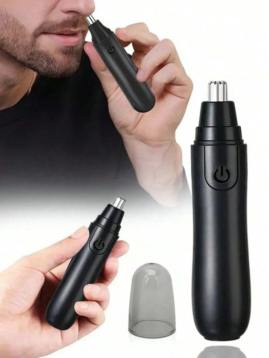Recortador eléctrico de pelo de nariz y oreja con cuchilla de acero inoxidable de doble filo, indoloro y portátil a batería