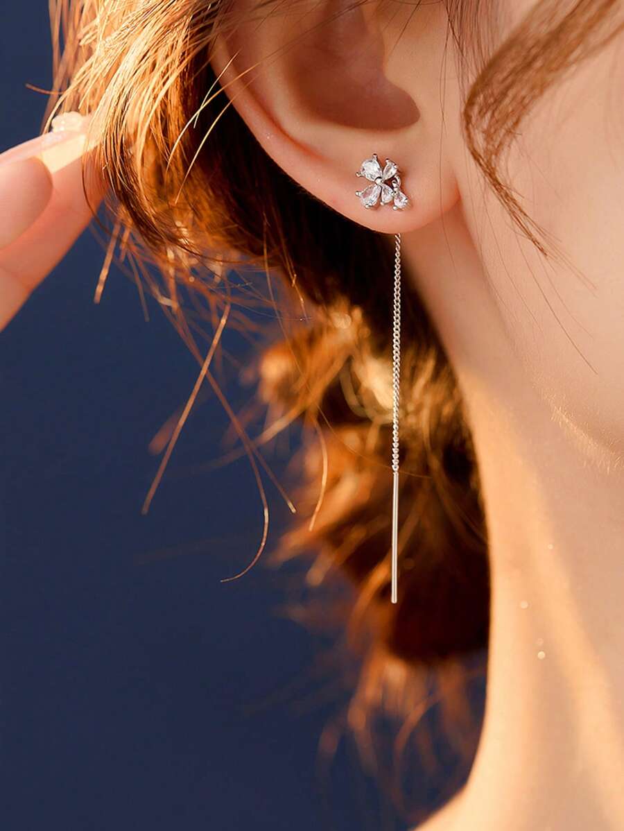 Nooxian 1 par de elegantes pendientes de cobre con diseño de mariposa y gota de agua, de estilo minimalista y versátil para mujer