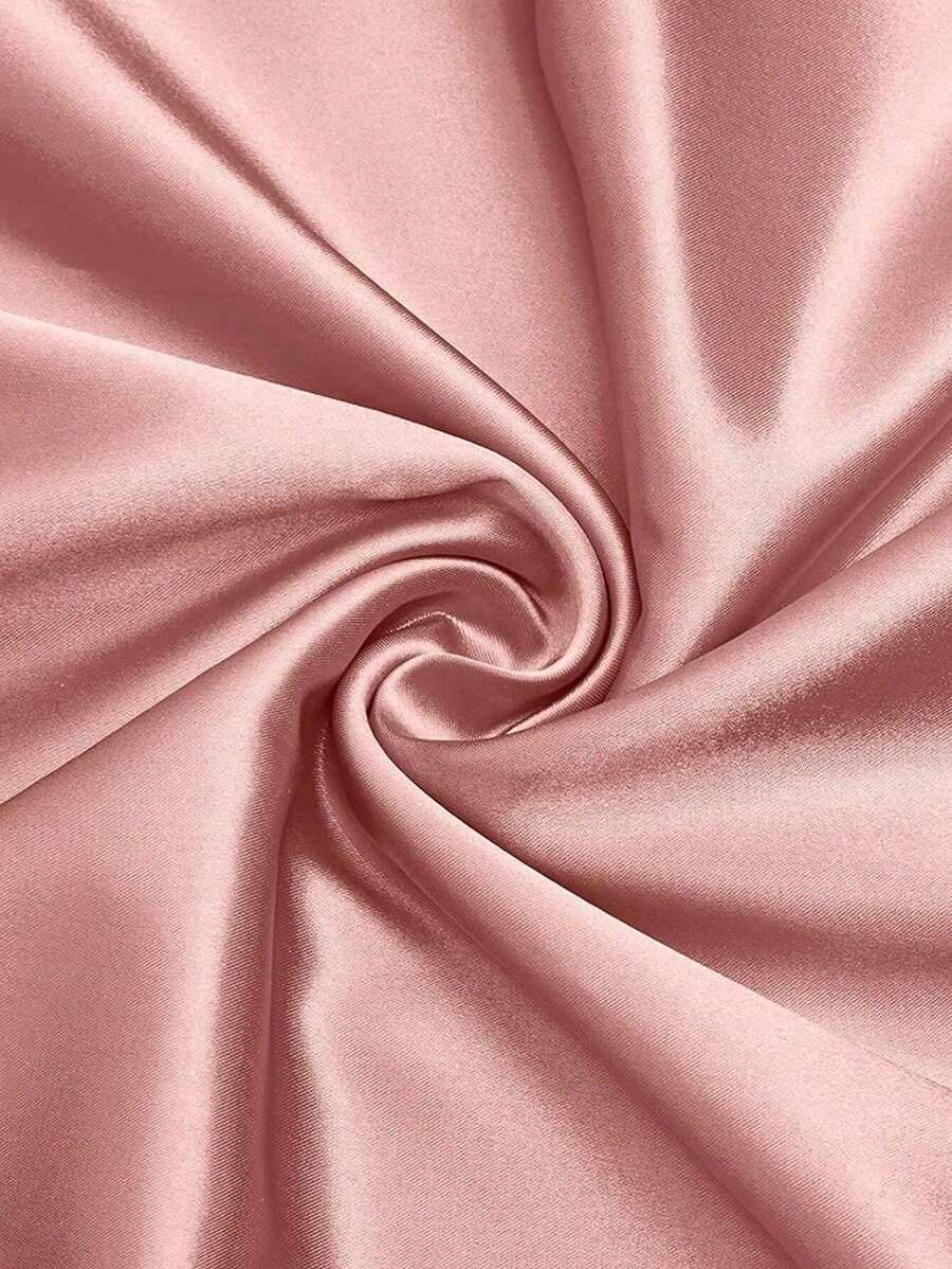 1 pieza de tela de satén brillante de alta gama de color rosa claro, tela que se puede usar para hacer batas informales y batas de baño de mujer, peinador de vacaciones