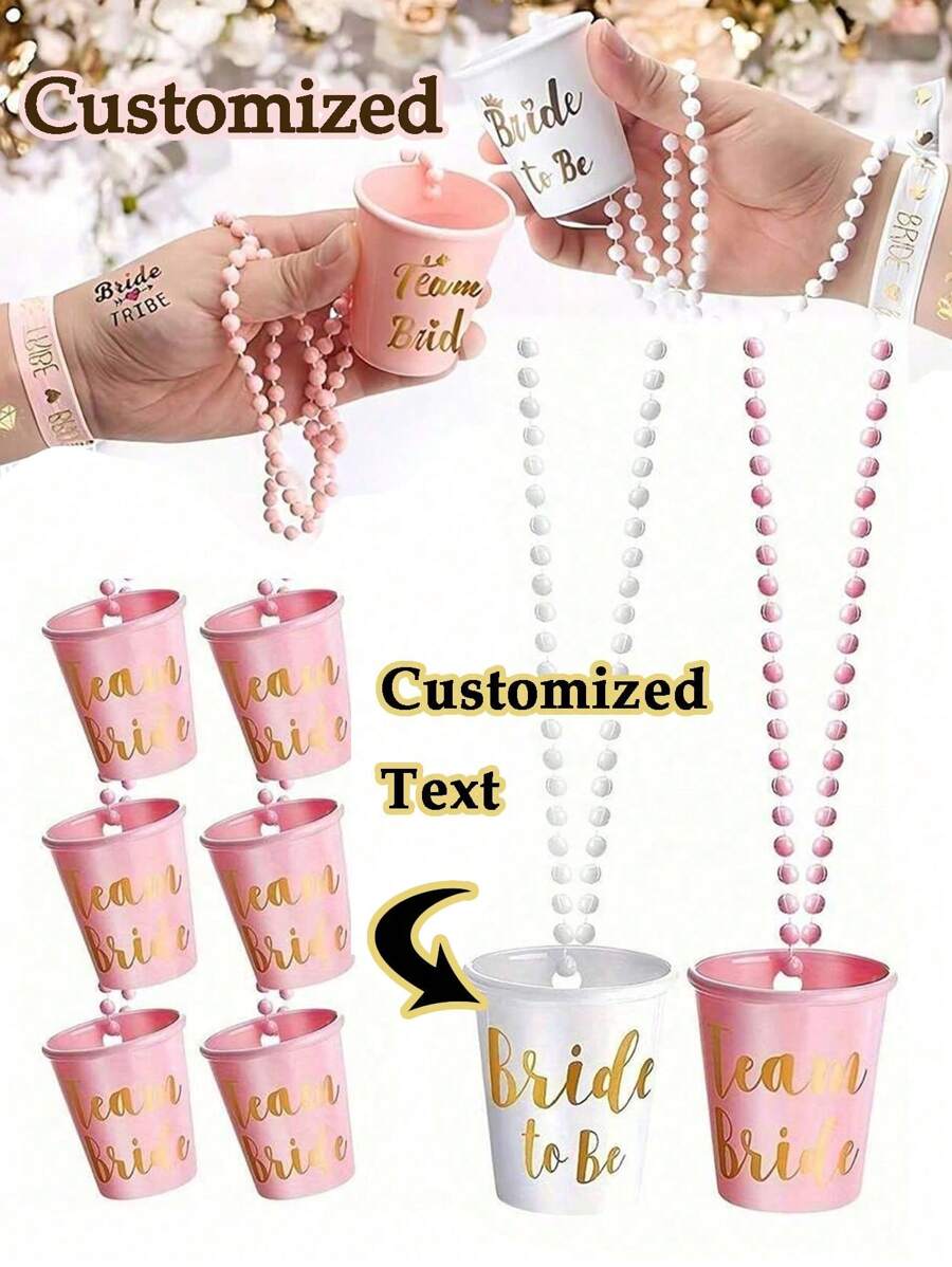 1PC Customized Cups, Pcs Shot Glass On Beaded Necklaces Plastic Shot Shot Necklace Cups Party Necklaces Shot Glass For Birthday Wedding Christmas Party Supplies