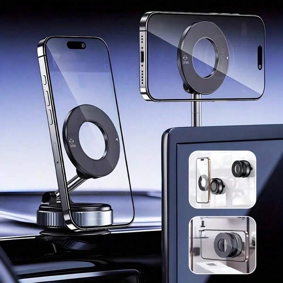 Car-Mounted Mobile Phone Bracket Portable Travel Mobile Phone Magnetic Bracket Rotating Foldable Double-Sided Suction Bracket With Suction Car-Mounted Vacuum Suction Bracket