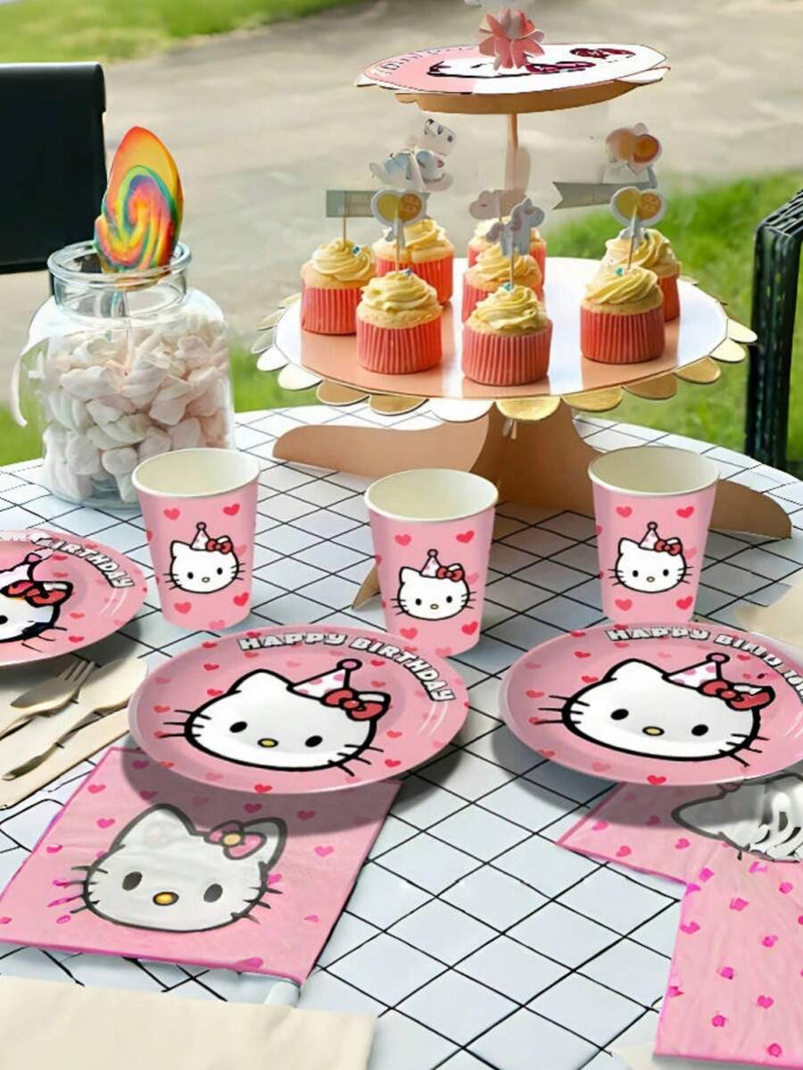Sanrio 50 piezas/10 piezas Conjunto desechable de vajilla Sanrio: Platos de 7 pulgadas y 9 pulgadas, adecuados para fiestas de cumpleaños, bodas, ceremonias de graduación, eventos festivos, campamentos al aire libre, reuniones, suministros de decoración para barbacoas